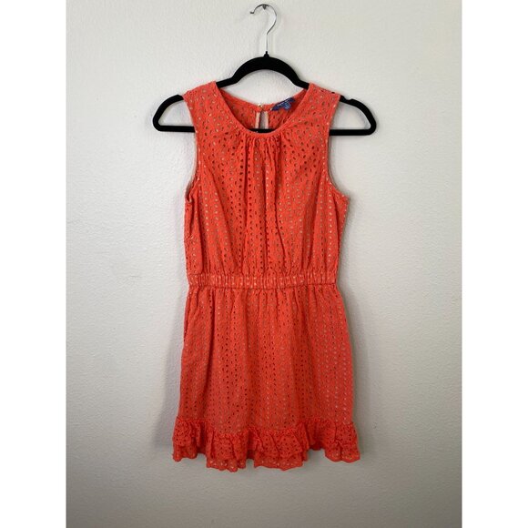 Peter Som Dresses & Skirts - Peter Som Orange Eyelet Ruffle Hem Dress Womens 4 Sleeveless 100% Cotton Pockets